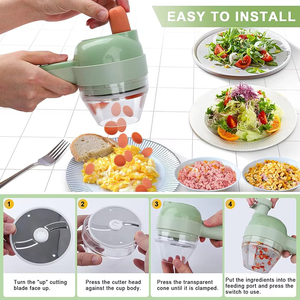 4 In 1 sebze kesici çok fonksiyonlu el elektrikli kablosuz doğrayın sarımsak Mash kıyılmış dilim soğan kesme pişirme Gadget - Product Image 4