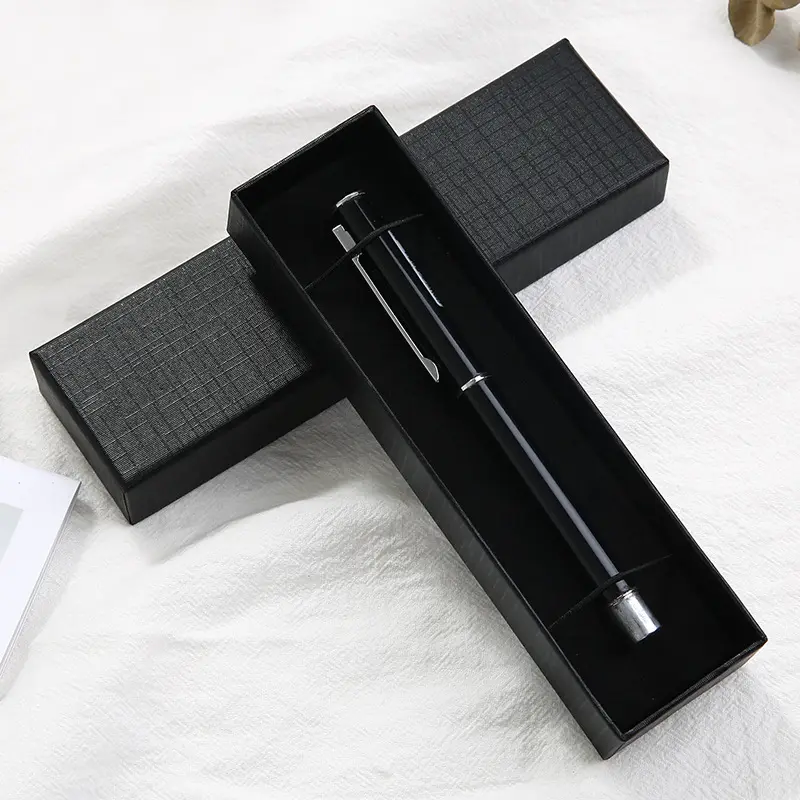 Custom Logo Pen Box Cosmetische Pen Verpakking Eva Insert Zwarte Rechthoekige Opvouwbare Gift Papier Doos