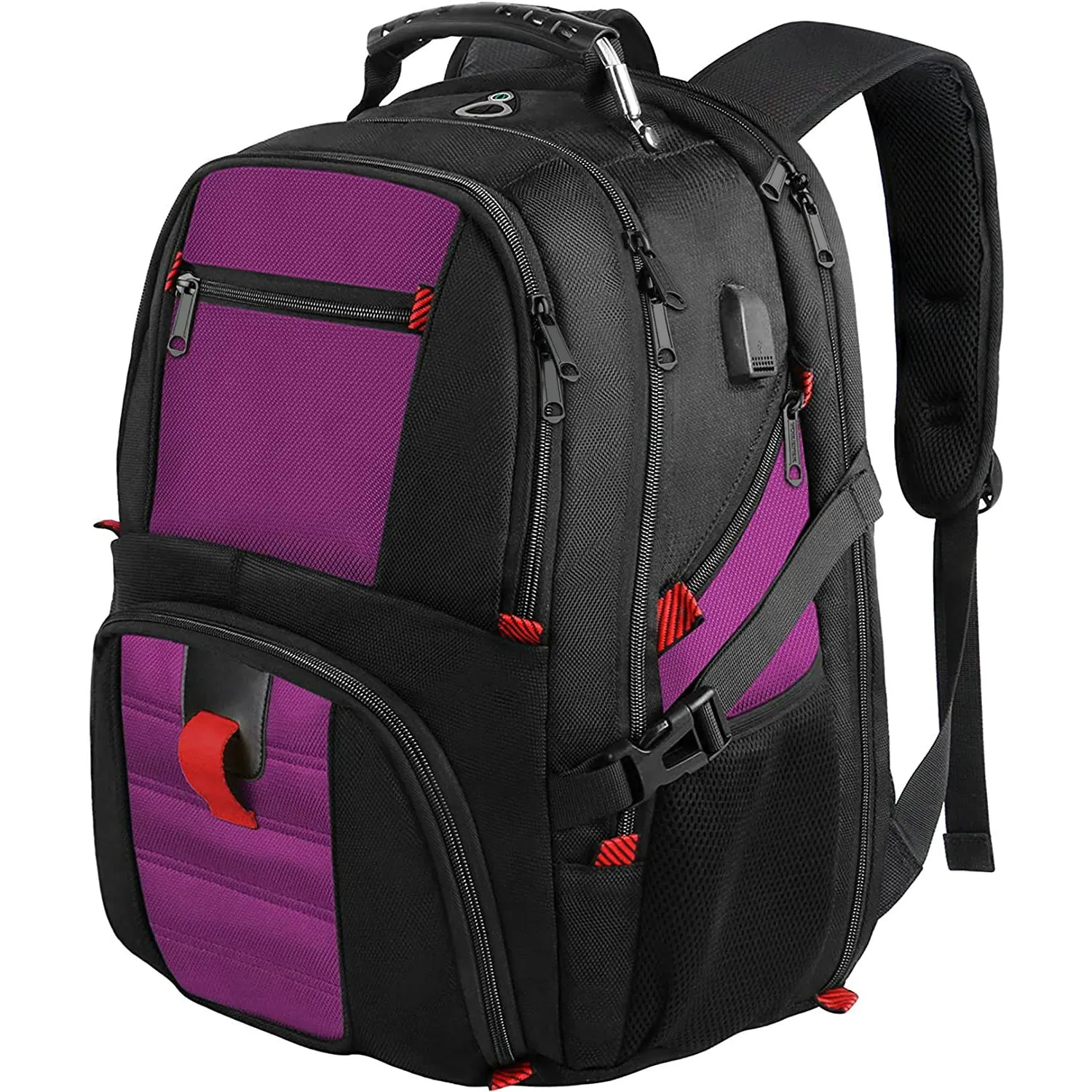 40L de color multi uso al aire libre de los hombres de deportes grandes duro bolsa con puerto USB y auriculares agujero portátil mochila senderismo