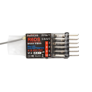 Radiolink ตัวรับสัญญาณวิทยุ R6DS 2.4GHz,6/10ช่อง SBUS/PWM/PPM สำหรับเครื่องบินโดรนปีกคงที่ AT9S Pro/ AT10II ตัวส่งสัญญาณ RX - Product Image 2
