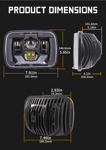 Liwiny Square Led <strong>Lights</strong> for Jeep Wrangler <strong>YJ</strong> 1987-1995 Accessories 5x7&quot; Led Headlight for Jeep Comanche MJ 1986- 1992 Vehicle