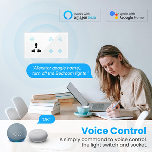 Smart WIFI 4Gang 1Way senza fili Touch Switch con 3Pn elettrico Multi funzione parete presa WIFI con Alexa Google Home