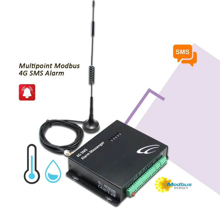 Sensor de temperatura e umidade com display, registrador de dados por SMS, via 4G, rede GSM, SMS, modbus, controlador RTU
