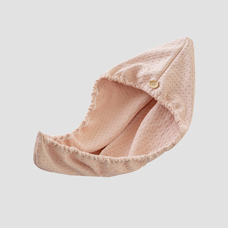 Serviette à cheveux gaufrée-rose-élastique