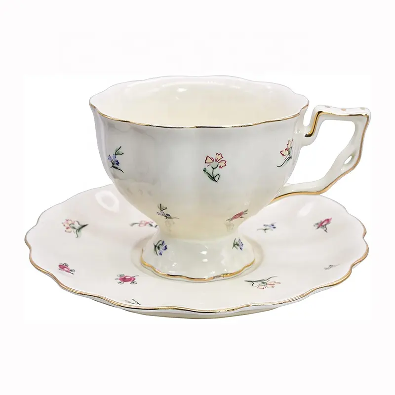 Vintage Tee tasse und Untertasse Set 7,5 Unzen 200ml Porzellan Kaffee Tee tasse Set Hochzeits geschenke Keramik Blumen becher