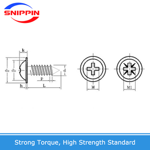 <strong>M1</strong>.4 <strong>M1</strong>.<strong>7</strong> M2 M2.2 M2.6-M6.3 Cross Recessed Round Head Self-Tapping <strong>Screw</strong> With Collar Pan Head <strong>Screws</strong> 304 Stainless Steel DIN968 - Product Image 6