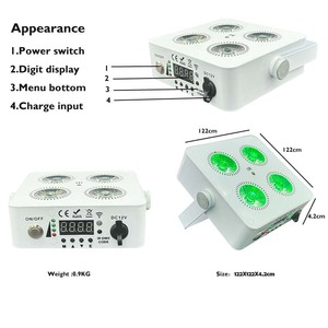 IR4 ışık 4*18W kablosuz LED Uplights beyaz siyah pil işletilen disko kulübü parti sahne aydınlatma efektleri sahne aydınlatma - Product Image 3