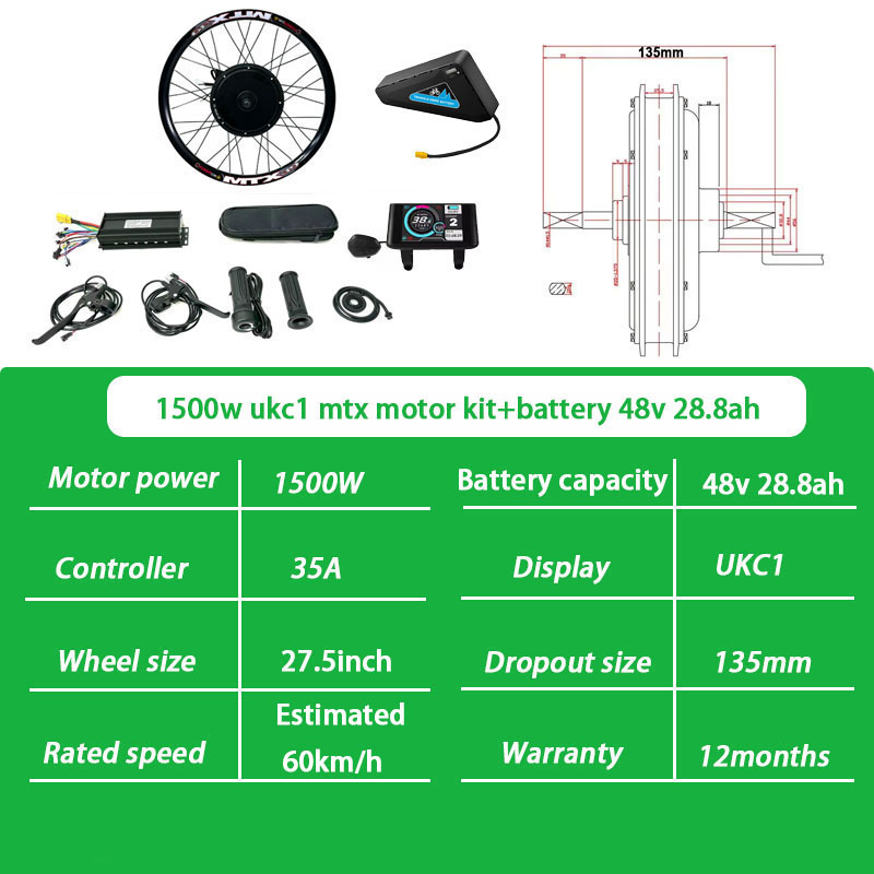 Kit 27,5 pouces 1500w ukc1 mtx + 48v 28,8ah