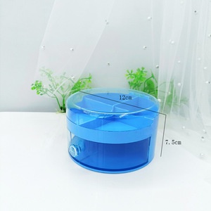 キッズかわいい丸型ダブルデッキプラスチック化粧品ジュエリー収納ボックスデスクトップボックス引き出し付きイヤリングリング収納用 - Product Image 3