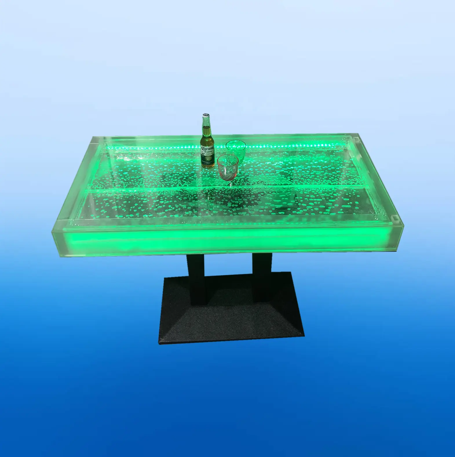 Panel de características de burbuja de agua personalizado utilizado como mesa de barra LED