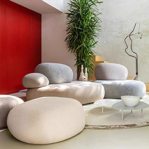 Italian Wabi-Sabi <strong>Style</strong> Designer Sofa Set Extendable Modular Rock Fabric Sponge Filling Sofa