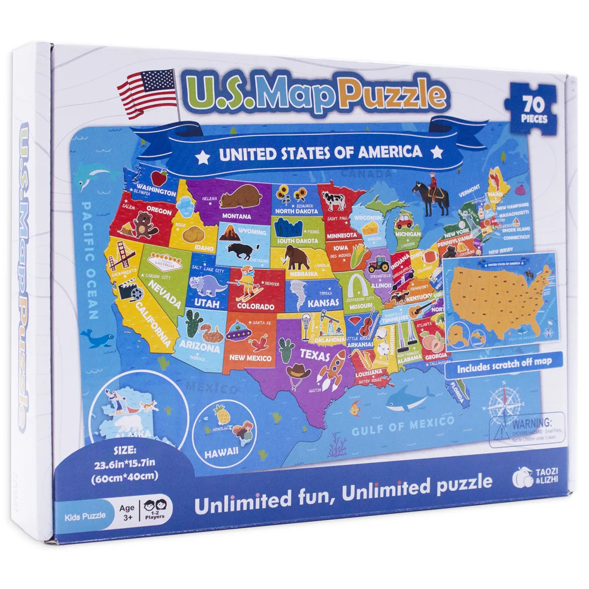 Fabriek Aangepaste Kinderen Leren Educatieve Verenigde Staat Kaart Puzzels Spelletjes Kinderen Legpuzzels