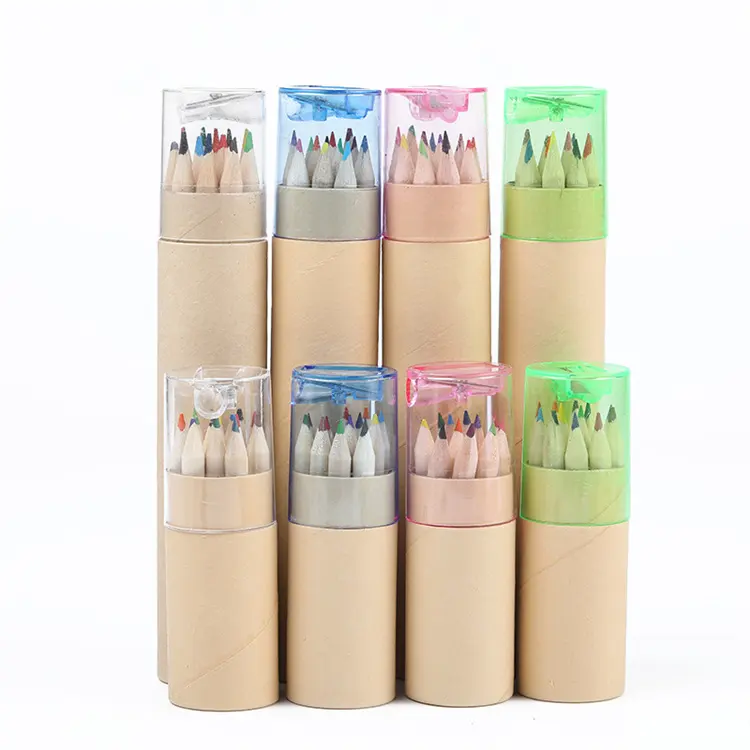 Lápices de madera personalizados para estudiantes, lápices de tubo Multicolor de 7 pulgadas, 12 colores