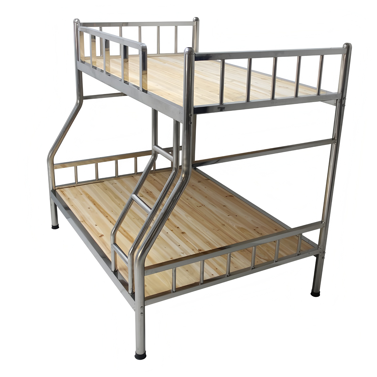 Estructura de cama de acero inoxidable + Tablero de cama de madera