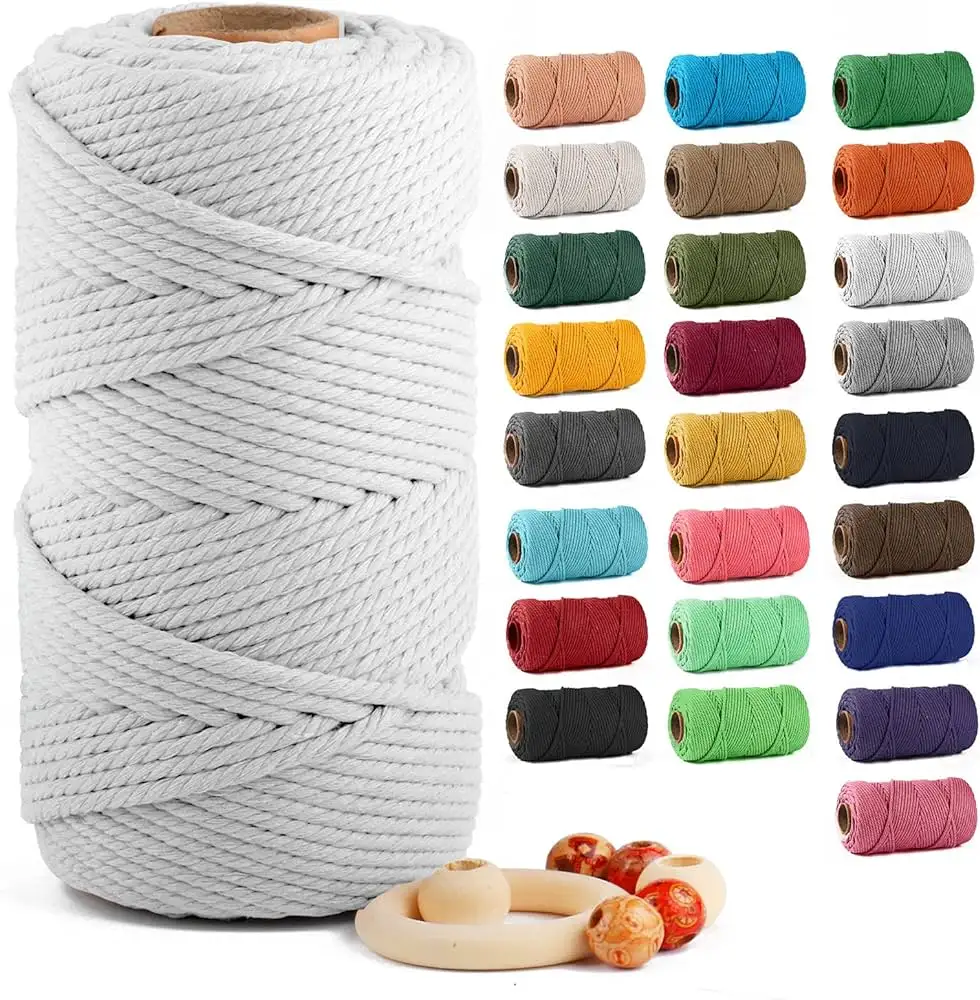 Color natural de color personalizado 2mm-20mm cuerda de algodón a granel hilo macramee garn Corde Coton macramé