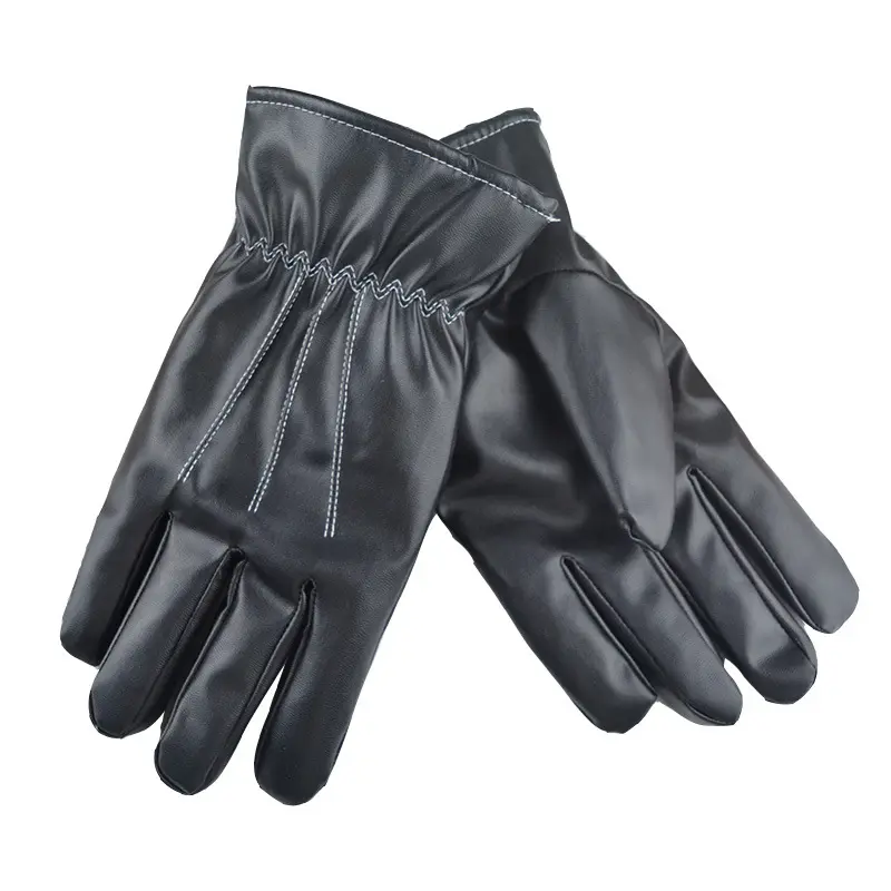 Alta qualidade barato inverno PU couro luvas mais quente touch screen preto motociclista imitação couro luvas