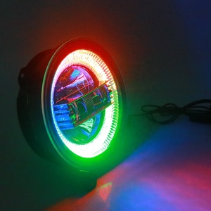 HYML ไฟหน้ากลม LED 9นิ้ว,ไฟหน้าวงแหวนรัศมีเปลี่ยนสี RGB ควบคุมด้วยแอปขนาด9นิ้วสำหรับรถจี๊ป2019 Wrangelr JL
