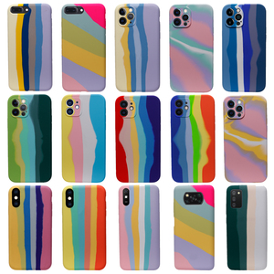 เคสโทรศัพท์มือถือ,เคสซิลิโคนเหลวนิ่มลายสายรุ้งพร้อมโลโก้ OEM สำหรับ Apple 11 Pro Max Xr XS 7 8 6S 6 Plus - Product Image 1