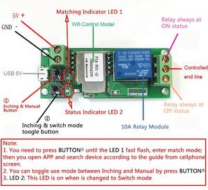 DC5V Wifi Switch Wireless Relay Module Smart Home <strong>Automation</strong> Module for Access <strong>Control</strong> <strong>System</strong> Inching/Self-Locking - Product Image 2