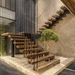 Cảm biến LED ánh sáng trong nhà cầu thang nổi cầu thang thẳng thép carbon Q235 hiện đại 12mm Kính cường lực - Product Image 3