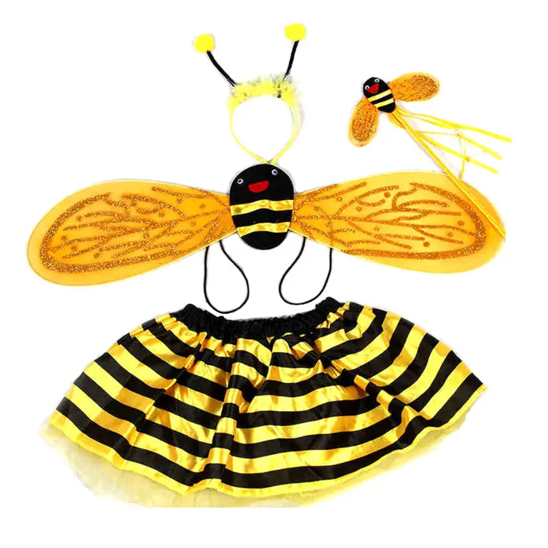 Çocuk kostümleri, sarı arı üç parçalı kanatları, cadılar bayramı