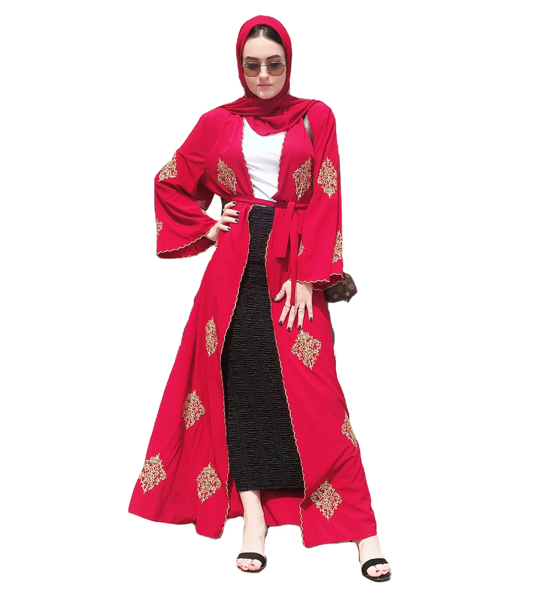 Abito musulmano stile arabo Dubai abaya musulmano splendidamente ricamato abbigliamento islamico Kimono di moda