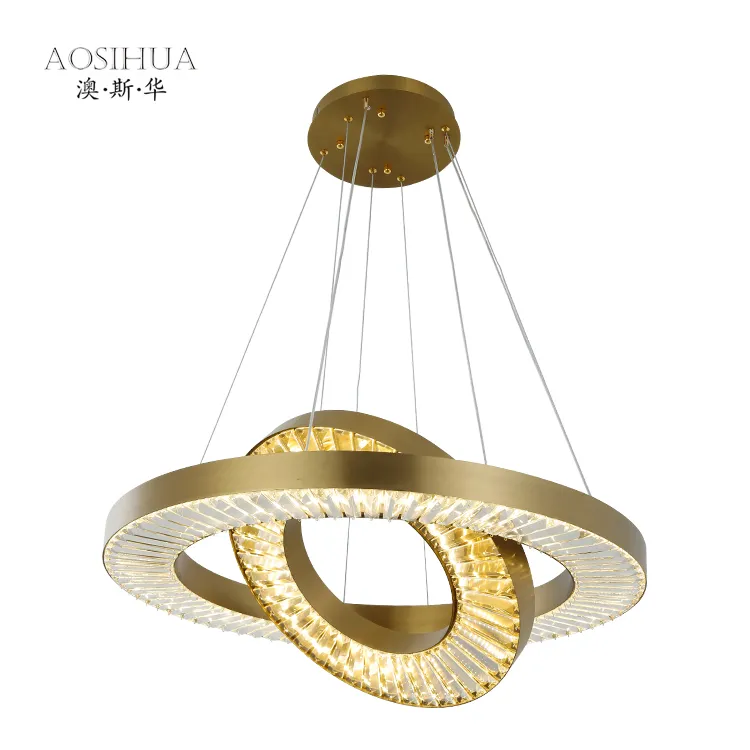 AOSIHUA Hotel home decor anelli di cristallo lampada a sospensione lampada a sospensione a soffitto in acciaio inossidabile lampadario moderno a Led rotondo di lusso