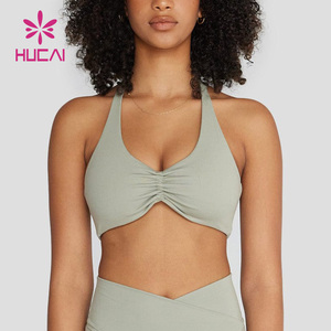 Custom Logo Hoge Kwaliteit Polyester Spandex Dames Sexy Front Scrunch Open Rug Halter Nek Gewatteerde Yoga Sport Beha Voor Vrouwen - Product Image 2