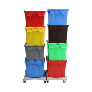 Heavy-Duty Solid Plastic Tote Storage Box with Attached Lid Recyclable Stackable Crate for <strong>Logistics</strong> and Moving <strong>Container</strong> - Product Image 1