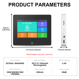 2024 venta al por mayor Tuya Smart Panel de alarma de seguridad residencial 4,3 pulgadas pantalla táctil grande GSM WIFI sistema de alarma para el hogar - Product Image 6
