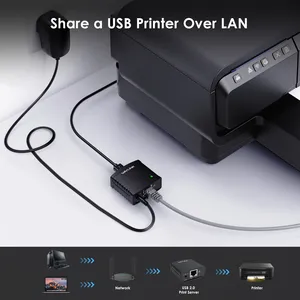 Wavlink USB 2.0 Port LPR Printer <strong>Server</strong> with 10/100Mbps <strong>Ethernet</strong> Sharing LAN Networking Printer Adapter USB Hub for <strong>Print</strong> <strong>Server</strong> - Product Image 3