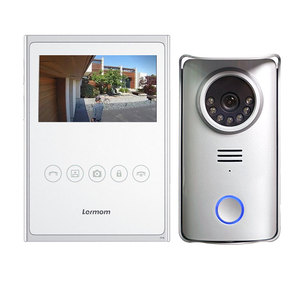 Lermom doble forma de sistema de intercomunicación 4,3 pulgadas botón táctil mini LCD pantalla color visiophone 2 fils 2 cable de video de la puerta teléfono intercomunicador - Product Image 1