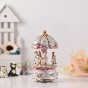 Music Box, <strong>Wind</strong> <strong>up</strong> Musical Boxes with Horses Color Change <strong>LED</strong> Luminous Light for Daughter Birthday Valentine Gift Castle - Product Image 1