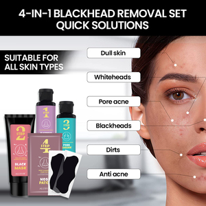 Korean <strong>Skin</strong> <strong>Care</strong> Kit <strong>4</strong>-in-1 Blackhead Remover Peel Mask Serum Nose Strips Pore Minimizer Vitamin C Blackhead Removing Remover - Product Image 2