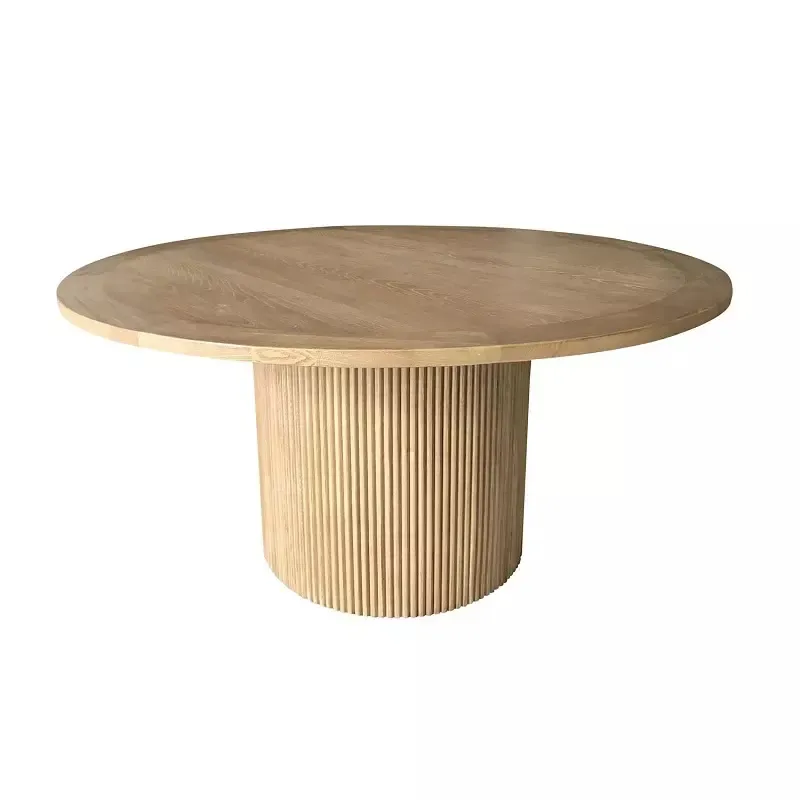 Muebles de comedor modernos, juego de mesa de restaurante, mesa de comedor de madera redonda extensible con base de madera