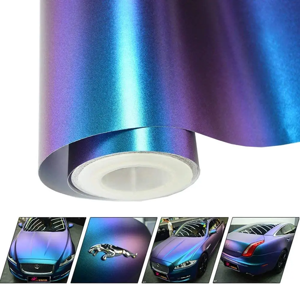 Revestimiento de vinilo personalizado para coche, película de camaleón púrpura brillante, Rollo metálico, OEM ODM LANPRO ZSMELL