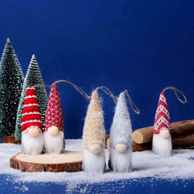 Vendita calda decorazione di natale bambola senza volto gnomi appeso albero di natale ciondolo