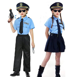 Cadılar bayramı kostümleri sevimli kız küçük polis oyunu Cos memuru üniforma kısa kollu Cop etek Cosplay üniforma - Product Image 1