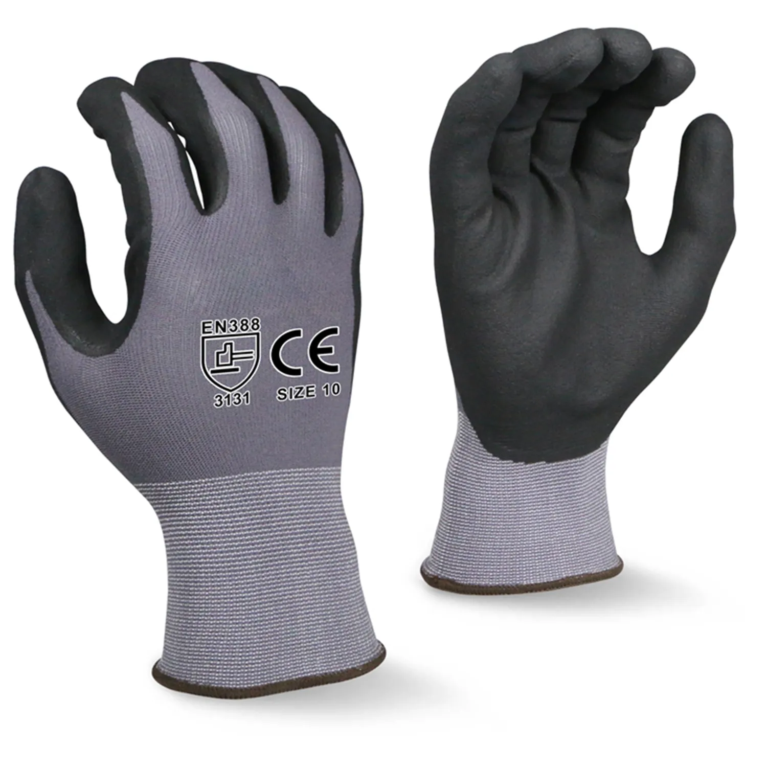 Schützende hand geprüfte CE 3121x Schaum nitril beschichtete Sicherheits arbeiten industrielle latex pulver freie anti statische Stoff arbeits handschuhe