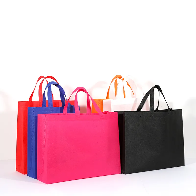 Tas belanja Tote bukan tenunan dapat dipakai ulang dengan Logo kustom tas belanja belanja barang tanpa anyaman pegangan lingkaran