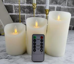 Promotional Flameless <strong>LED</strong> Pillar Candles <strong>4</strong>&quot; 5&quot; Yellow Flickering Warm Light Rechargeable Remote <strong>Timer</strong> for Halloween Decorations - Product Image 6