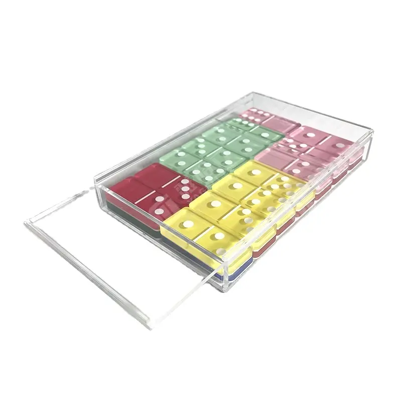 Set Permainan Domino Resin Lucite akrilik cetak kustom untuk perjudian