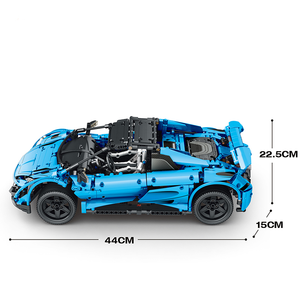 Công nghệ Powered khối xây dựng RC thể thao màu xanh xe mô hình câu đố lắp ráp giáo dục gạch khối bé trai người lớn đồ chơi (1886pcs) - Product Image 4