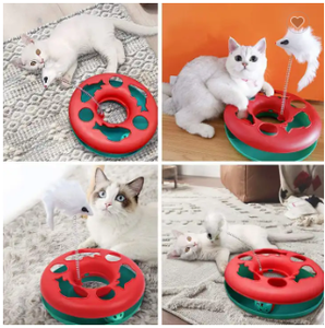 有趣的互动猫玩具，带猫薄荷弹簧健身球和预告鼠标可持续塑料滚轮轨道 - Product Image 6