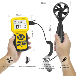 HOLDPEAK 856A Anemómetro digital 0-45 m/s Sensor de velocidad del viento con almacenamiento de datos y función clara - Product Image 5