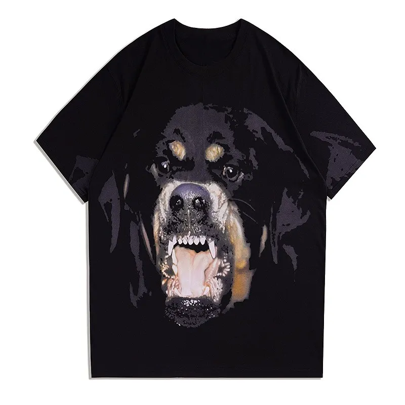 Camiseta de manga corta para hombre, Camiseta con estampado de cabeza de perro en 3D, ropa de pareja juvenil de algodón suelta, camiseta personalizada al por mayor