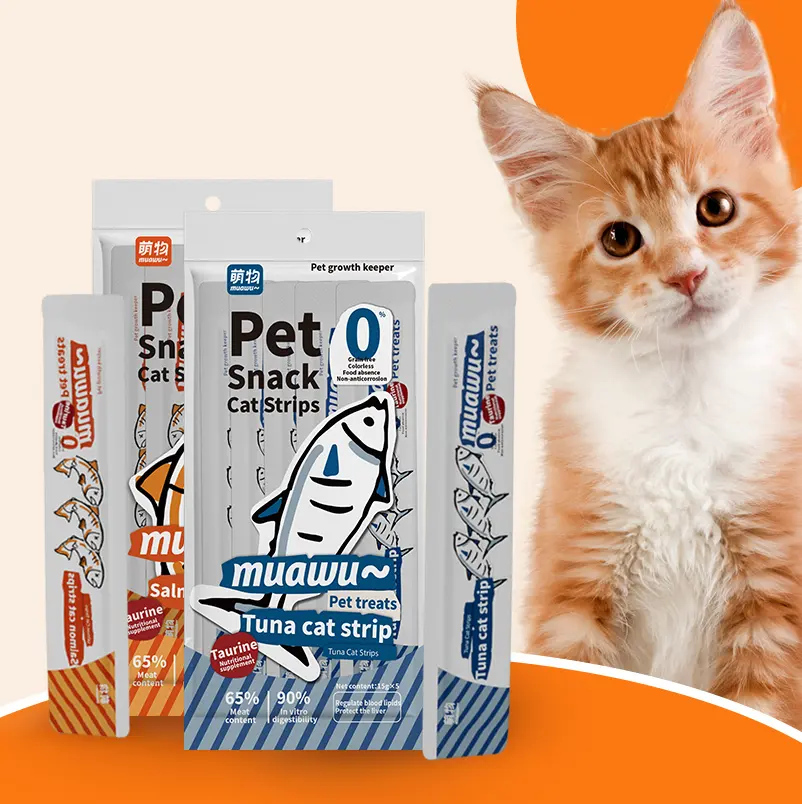 Muawu Factory Logotipo personalizado Comida para mascotas 15g de Sweet Cat Stick Comida para gatos Snack Comida húmeda