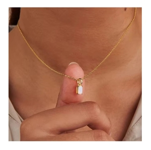 Trendy 18K Gold Plated Stainless Steel Zodiac Birthstone Pendant Necklace Diamond Clavicle Jewelry <strong>Chain</strong> for Unisex for Parties - Product Image 1