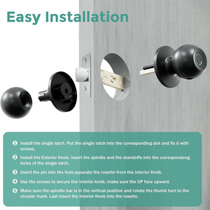 Smart Door Knob Fingerprint Door <strong>Lock</strong> Smart <strong>Lock</strong> with App Control <strong>Blue</strong> Door <strong>Lock</strong> for Home - Product Image 6