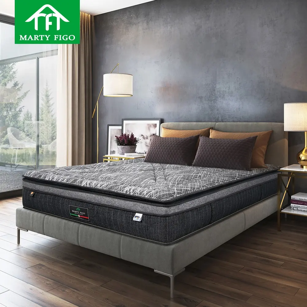 best selling luxury hotel bed mattress 5/7 star black pillow top natural latex pocket spring hotel mattress with memory foam